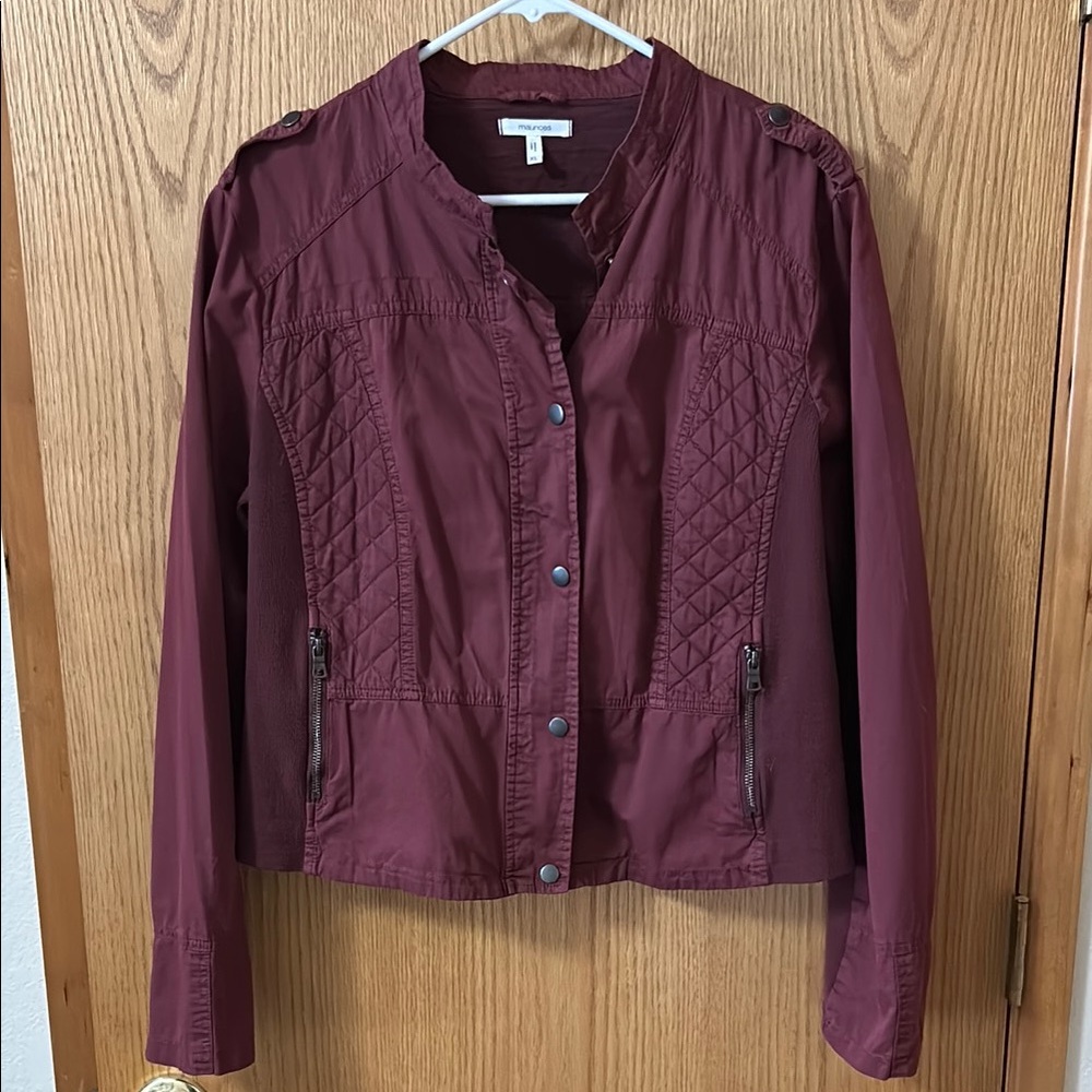 Maurices Red Utility Jacket with Quilted Texture